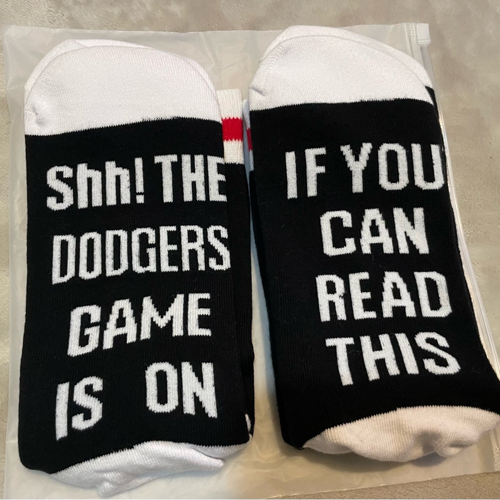 Two Pairs Socks “If You Can Read This SHH The Dodger Game is On Unisex NEW